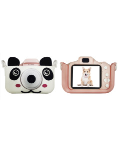 ASAKY KIDS PHOTO CAMERA DIGITAL BUBBLE MICRO SD 2"IPS HD SCREEN PINK + COVER PANDA